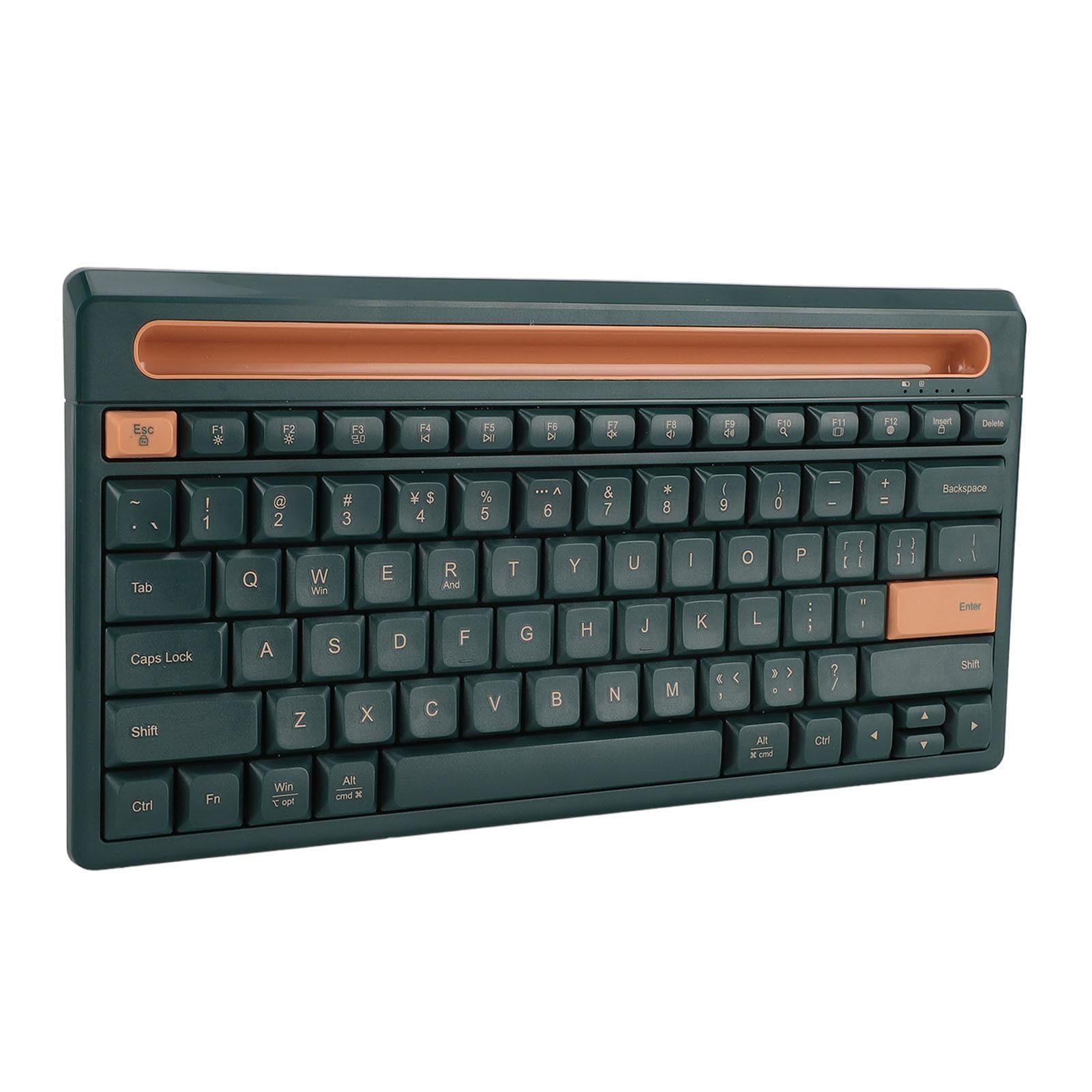 Wireless Bluetooth Keyboard 79 Keys Integrated Stand Portable Multi Device Keyboard for Tablet dark green