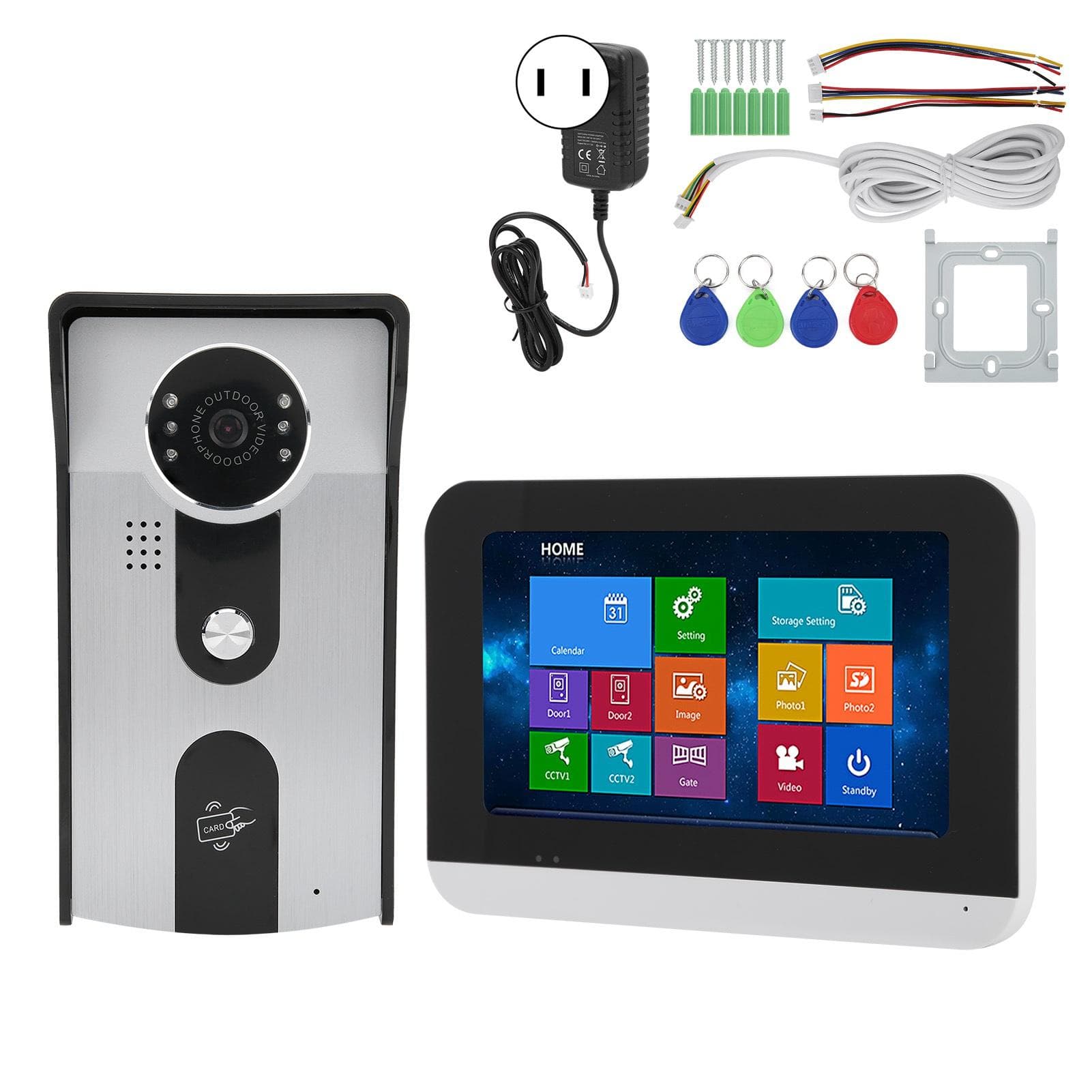7in Smart Video Door Phone LCD Display Touch Screen Unlock Night View Access Control System for