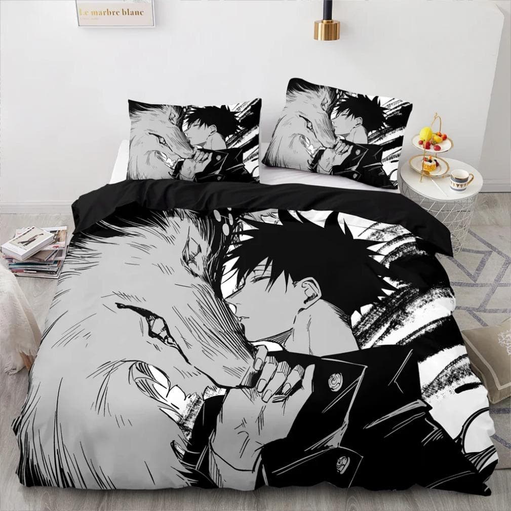 Jujutsu Kaisen Bedding Set for Teenagers Boys Adults,Satoru Gojo Bedding Set,Anime Famous Duvet Cover Sets Twin Queen King 200x230cm 3pcs