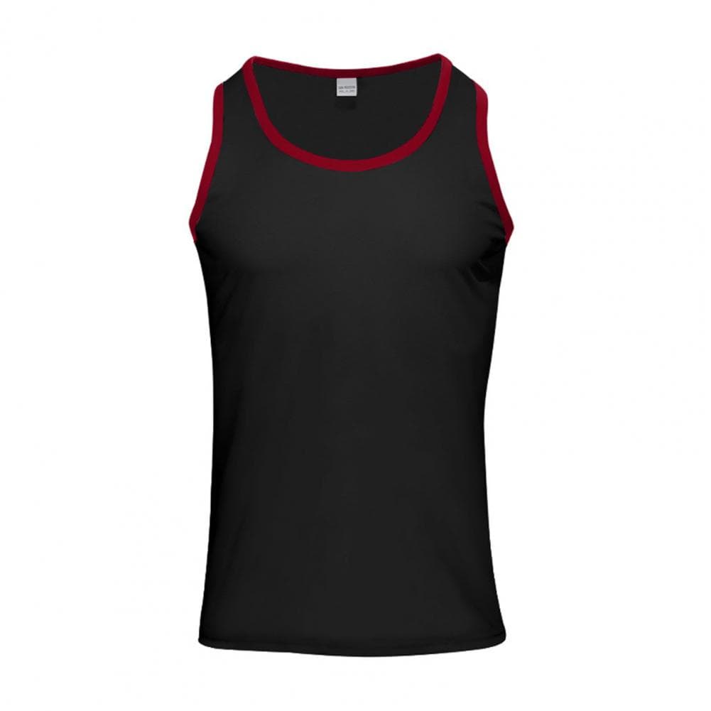Men Sport Vest Round Neck Sleeveless Color Block Vest Slim Fit Summer Fitness Tops Stretchy Bottoming Tops XXL black