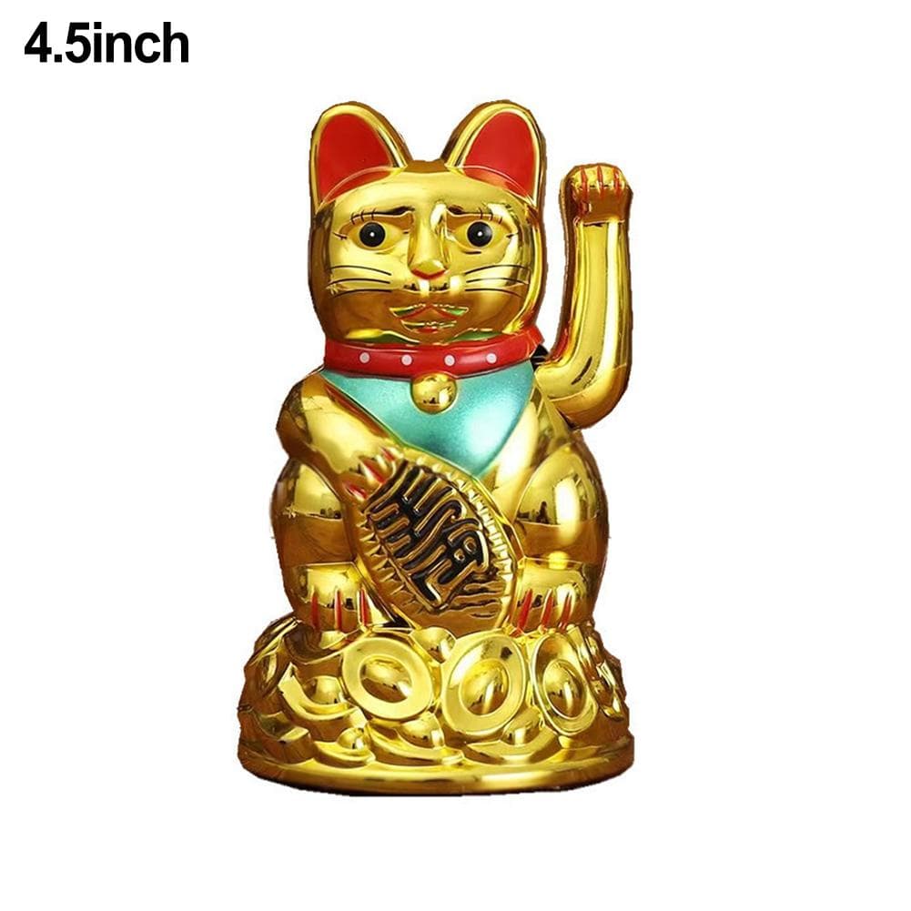 Lucky Waving Cat Lucky Cat 6.5\ Inch Beckoning Maneki Neko High Quality 4.5inch gold