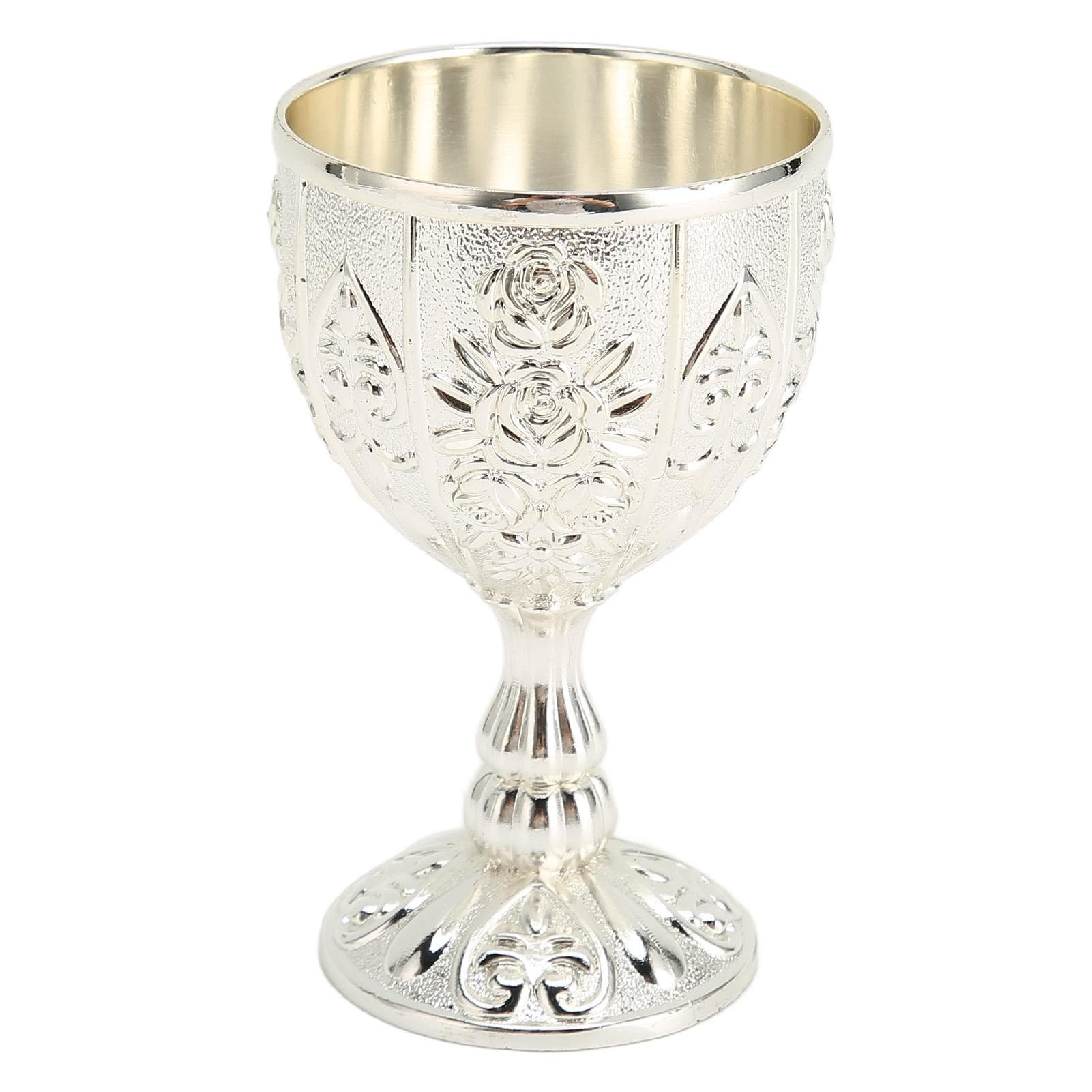 Metal Embossed Wine Cup Vintage Flower Pattern Exquisite Details Metal Wine Cup for Home Decoration L(for 6.5-9kg) silver