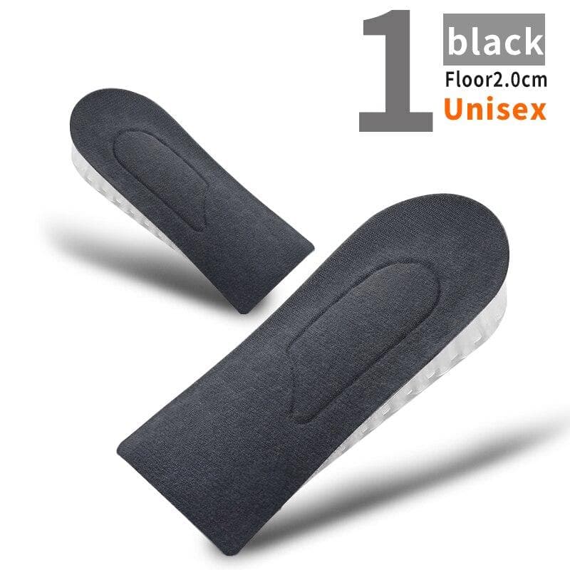 1 Pair Invisible Height Increase Insoles for Women Men Half Insole 3-Layer Air Up Lifts Elevator Shoes Pad Heel Lifting Inserts 2cm black