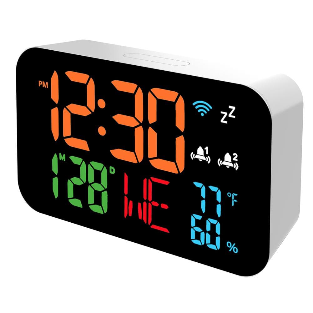 Tuya WiFi Desktop Clock Calendar Intelligent Thermometer Hygrometer with Digital LED Display 0 white