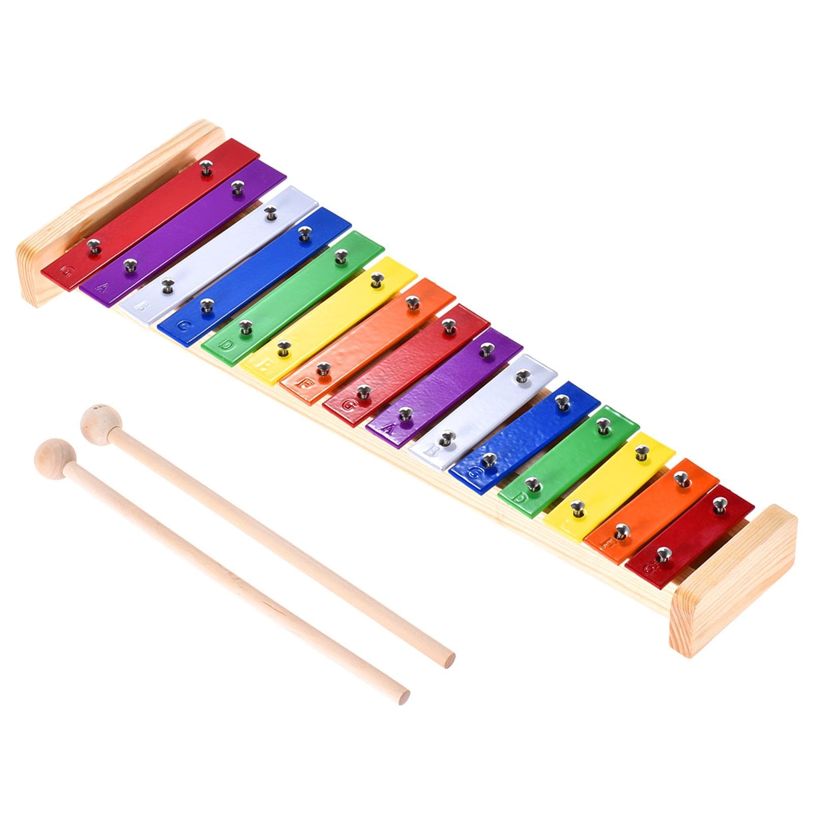 Colorful Glockenspiel Xylophone Wooden & Aluminum Percussion Musical Instrument Educational Toy 15