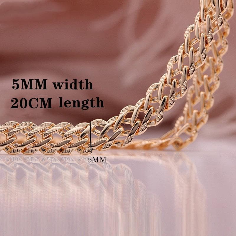 Fashion Rose Gold Bracelet Women Wedding Engagement Copper Bracelet Italian Craft Refined Smooth Comfortable To Wear Chain 5mm*20cm rose gold