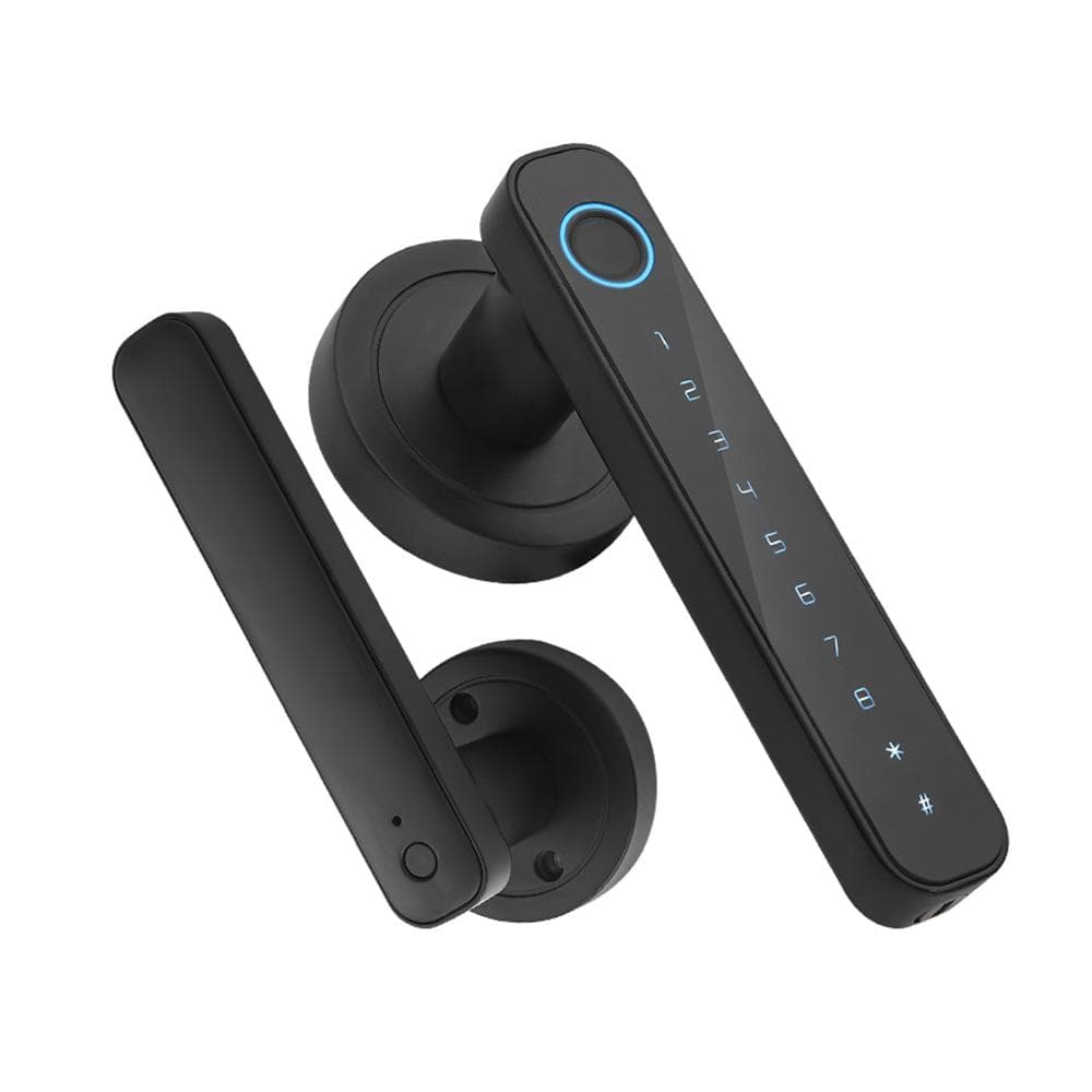 Smart Fingerprint Door Lock Keyless Entry Biometric Door Lock with Handle Set Support Key & black