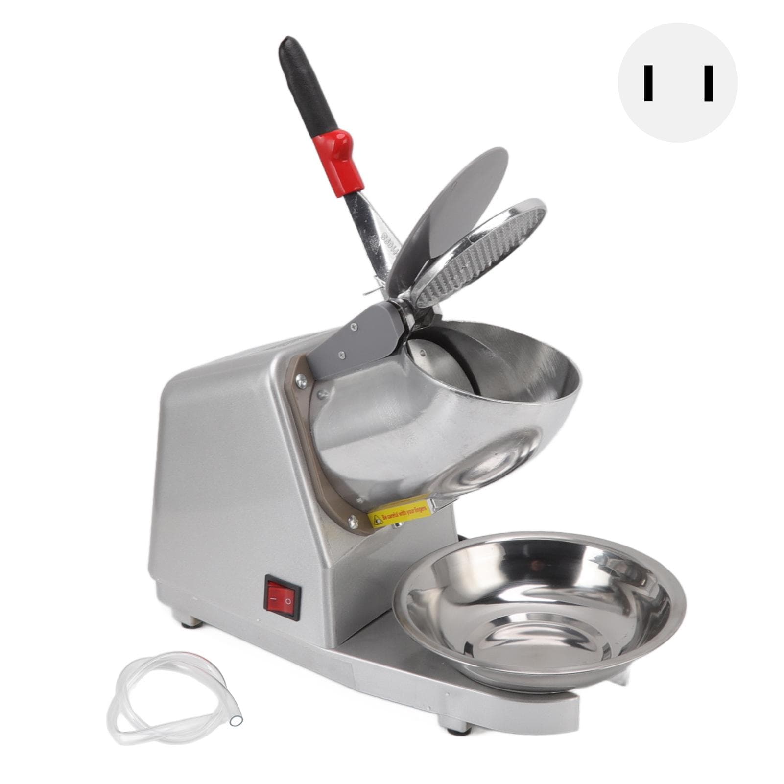 Electric Ice Crusher Stainless Steel Dual Blades Food Grade Low Noise 300W Output Shaved Ice US Plug