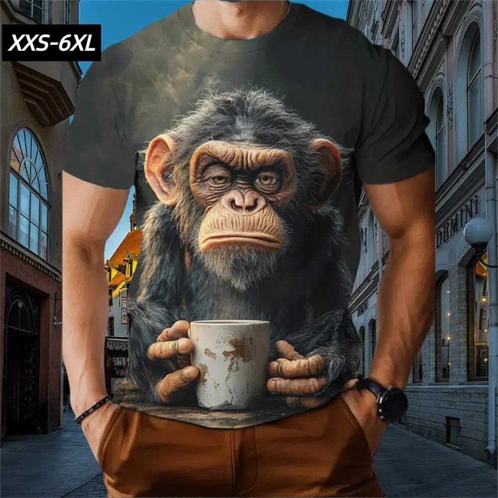 XXS-6XL Plus Size T-Shirts for Men Funny Cartoon Animal 3D Print Short Sleeve Tops Tees Summer Men's Casual Clothing Pullover 5XL