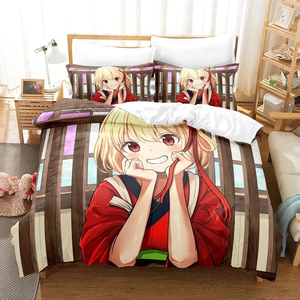Anime Lycoris Recoil Bedding Set Duvet Cover Bedroom Comforter Covers Single Twin King Size Quilt Cover Home Textile 70x133cm 2pcs