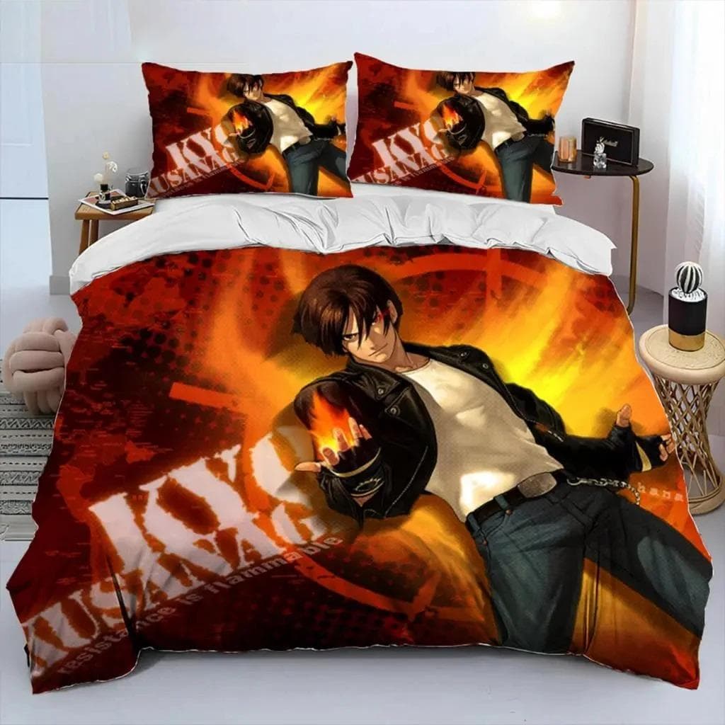 Game King Of Fighters Retro Bedding Set Boys Girls Twin Queen Size Duvet Cover Pillowcase Bed Kids Adult Home Textileextile 70x133cm 2pcs