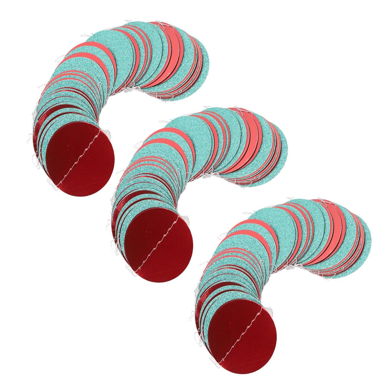 3 Strings Red Green Circle Dots Pull Flag Banner Home Decoration Round Garland for Birthday Xmas