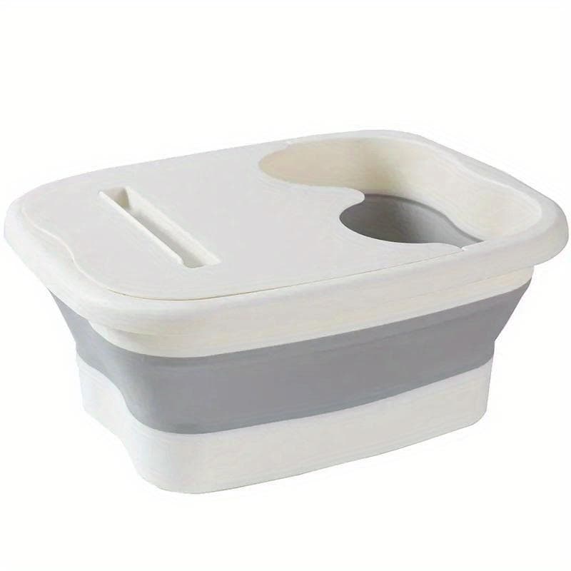 Foot Soaking Bathtub Basin Tools Foot Spa Collapsible Foot Bath Plastic/Rubber Collapsible Bucket white