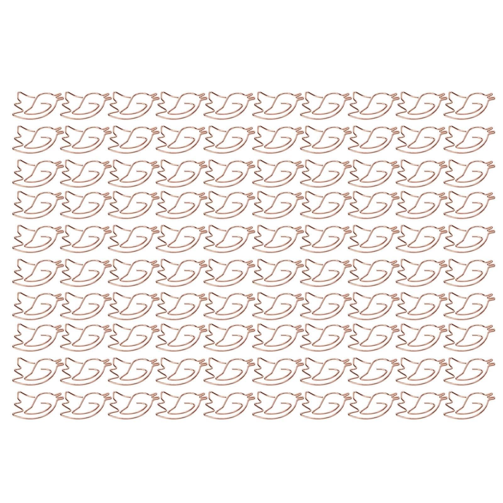 100PCS Paper Clips Portable Cute Animal Shape Electroplating Rose Gold Metal Paper Clip Box Office