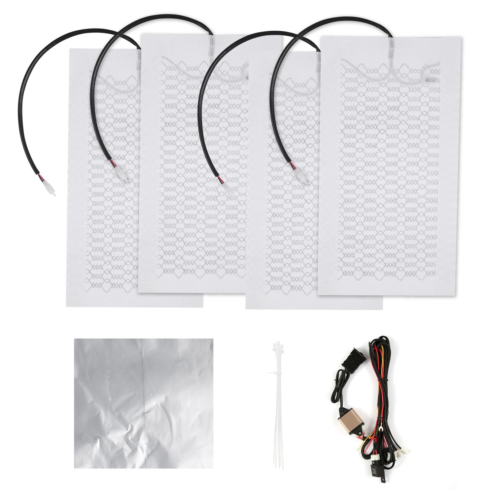12V Carbon Fiber Seat Heater Kit for 2 Seats with 5 Gears Temperature Switch Seat Cover Heated Pad