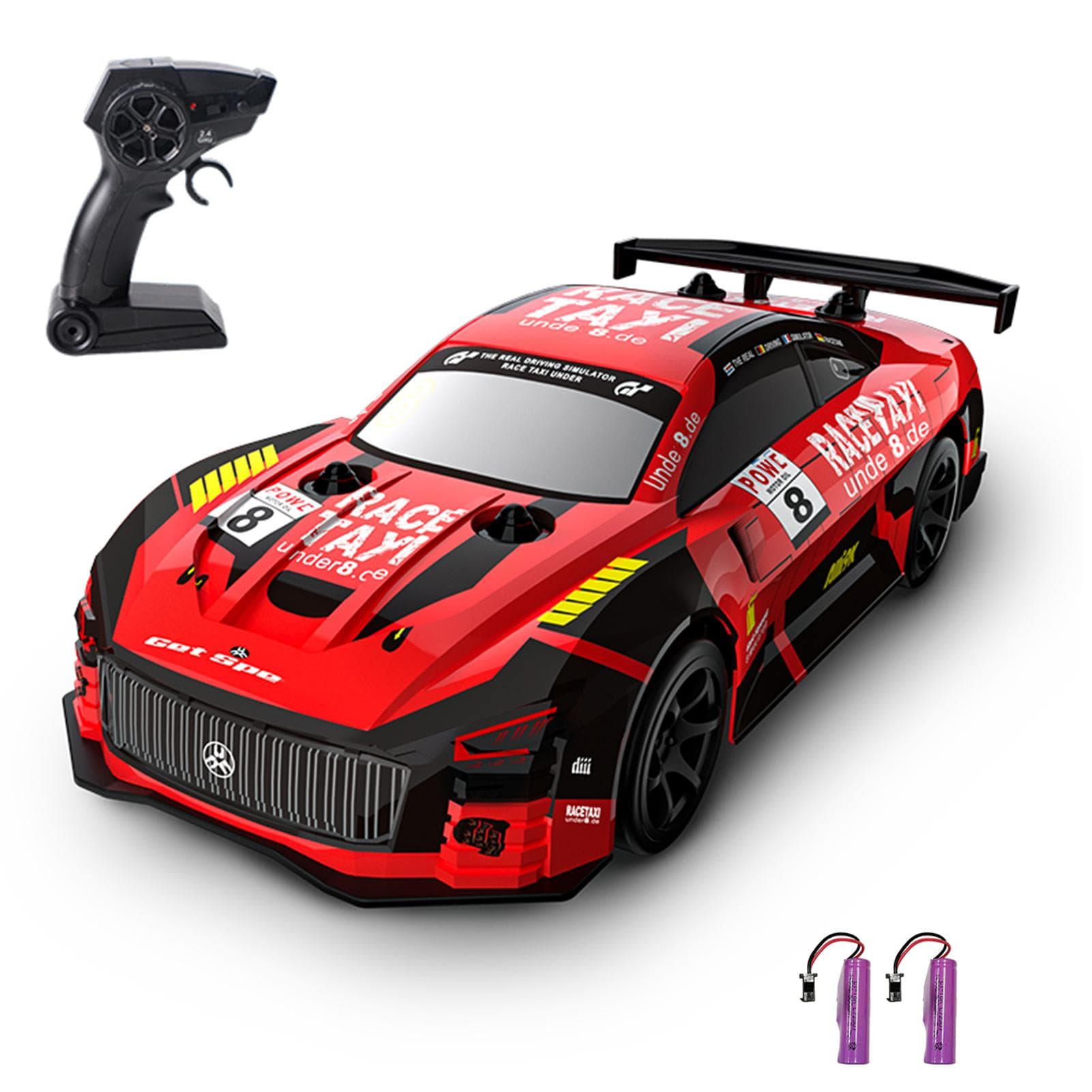 Remote Control Drift Car 1/20 Remote Control Car 2.4GHz Remote Control Race Car Kids Gift for 2 battery red