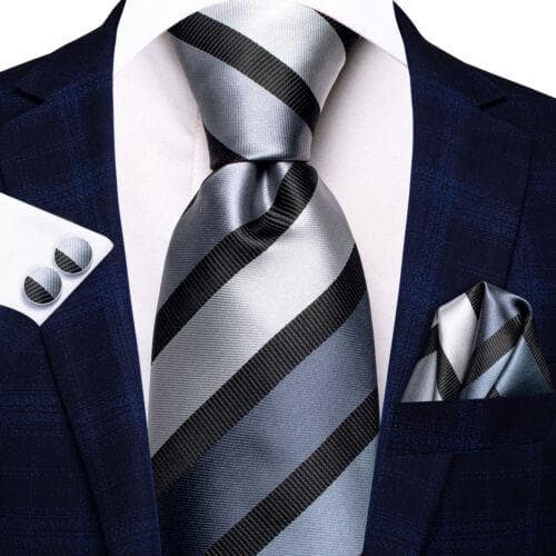 Hi-Tie Mens Silk Necktie Set Striped Paisley Solid Tie Pocket Square Cufflinks N-3763