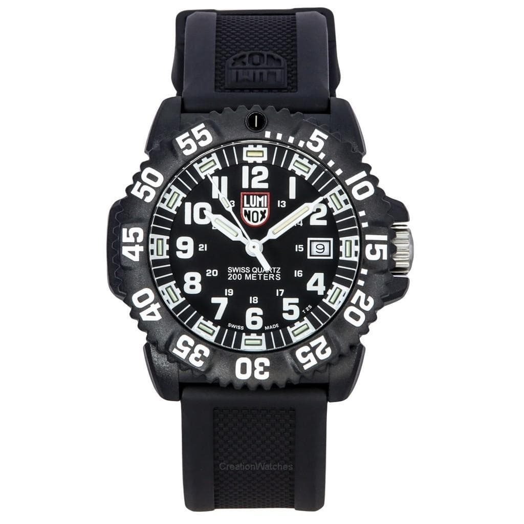 Luminox Original NAVY Seal Rubber Strap Black Dial Swiss Quartz Diver's XS.3051.F 200M Men's Watch black