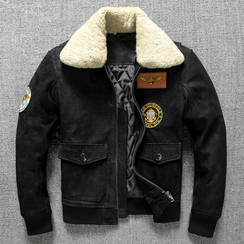 First Layer Cowhide Genuine Leather Leather Jacket Men's Pilot Cotton Lapel Air Force Flight Suit Large Size Jacket 5XL