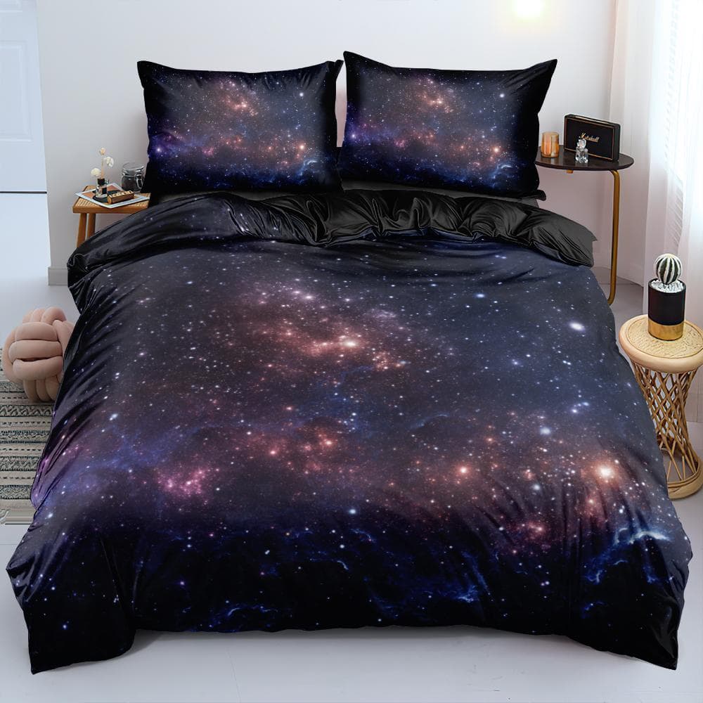 Luxury Galaxy Dark Blue Bedding Set Twin Full Queen King Size Duvet/Quilt Cover Set Shining Stars Starry Sky Comforter Cover 200x200cm 3pcs