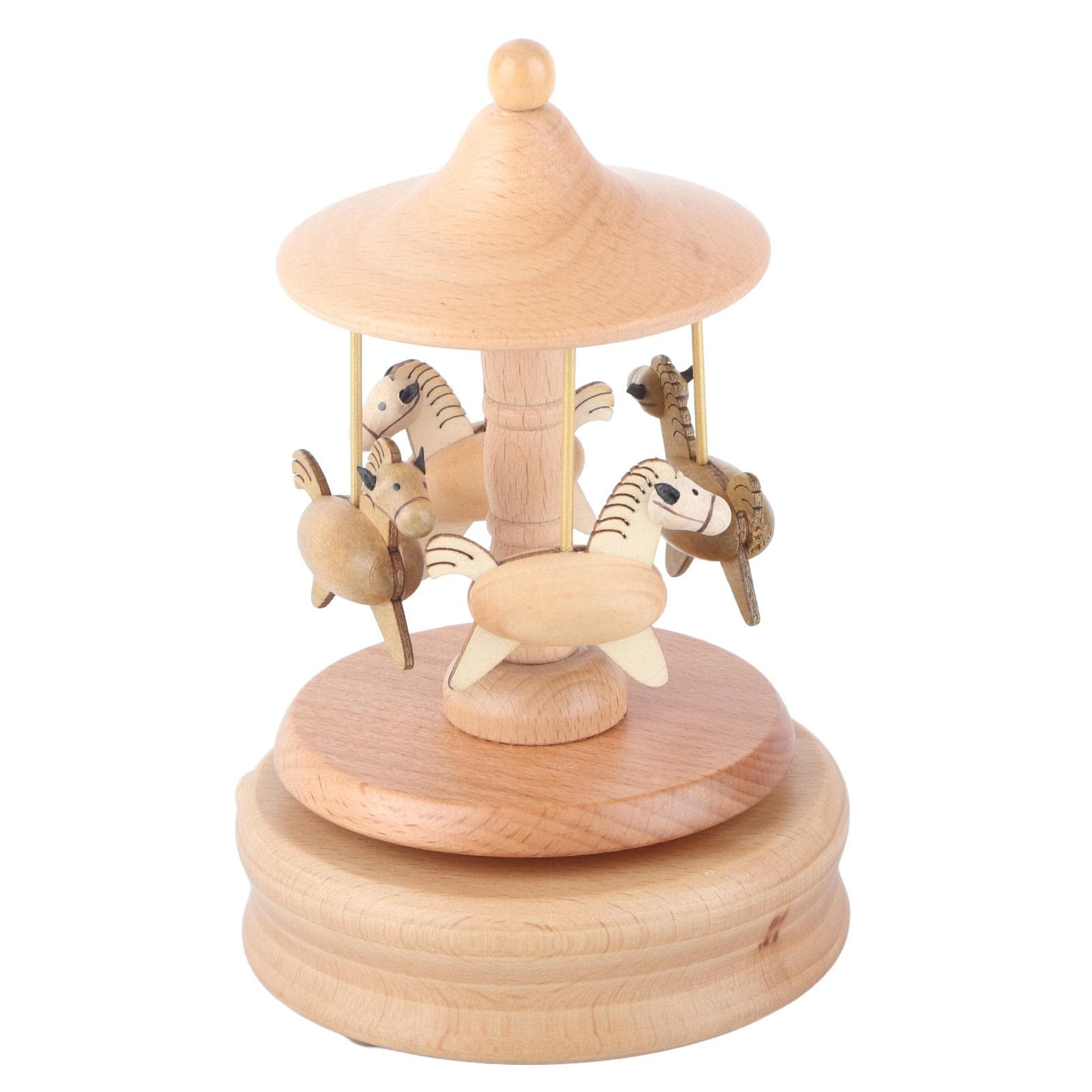 Wooden Vintage Musical Box Beautiful Turn Horse Shaped Wood Crafts Christmas Gifts Home Decor
