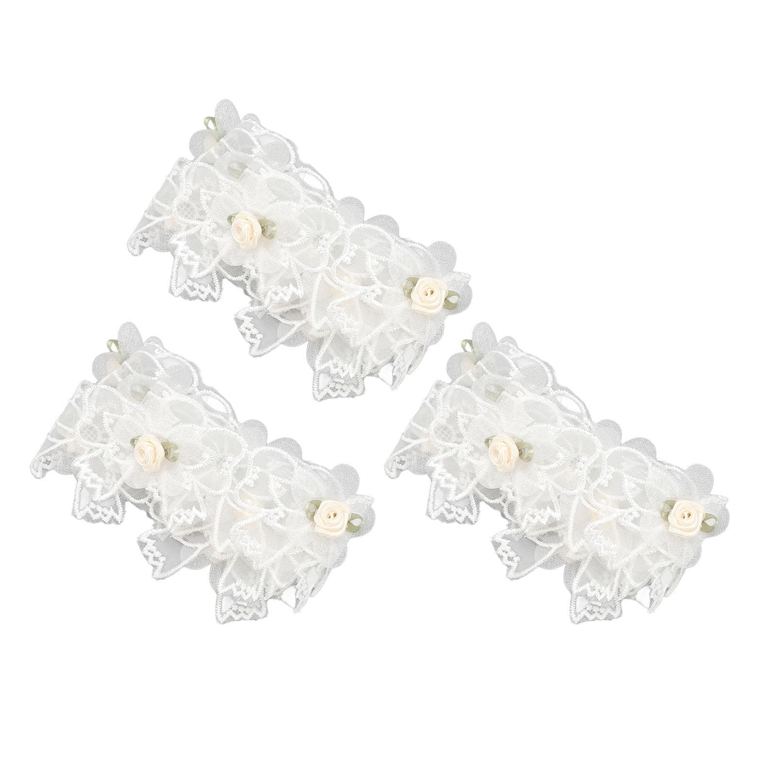 3 Roll Vintage Floral Lace Ribbon White Bow Flower Sewing Trim Material Dress Embellishment