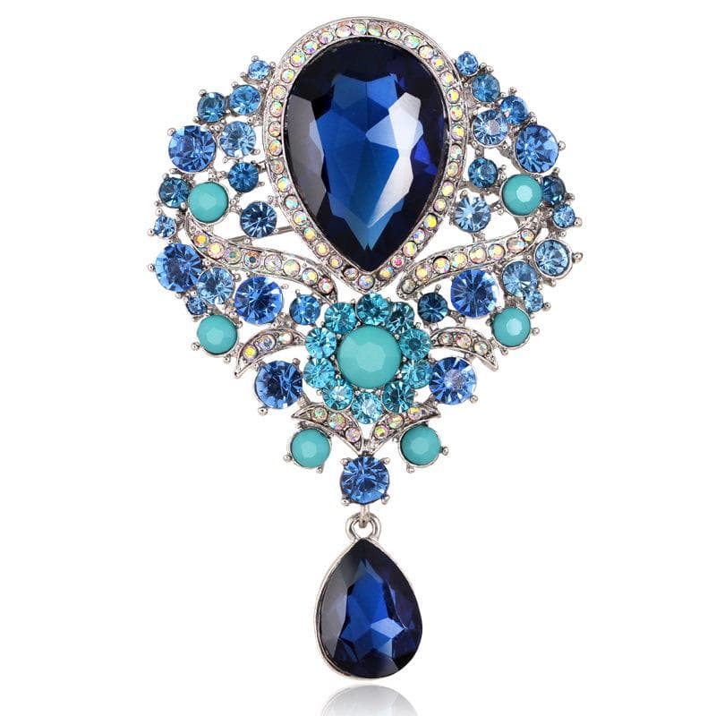 The Latest High-grade Diamond Glass Brooch Pendant Female Fit Glass Explosion Models Brooch blue