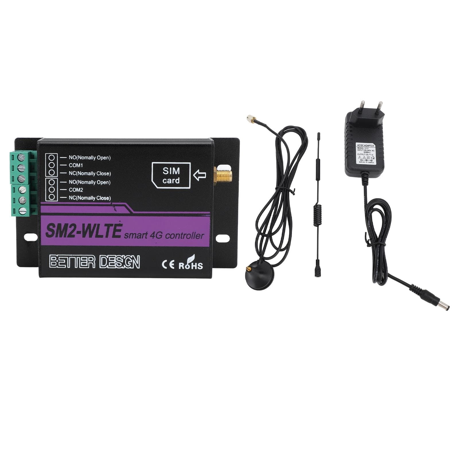 SM2 WLTE EA 2 Channel 4G SMS Alarm Controller with APP WEB Temperature Humidity Linkage SMS Power