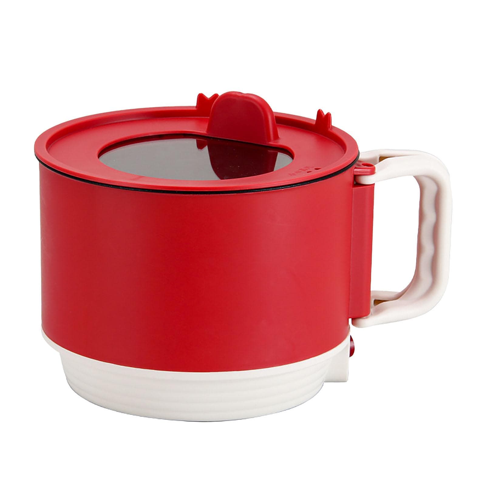 Electric Cooking Pot Quick Heating Mini Electric Cooker with Foldable Handle for Home Kitchen Red red
