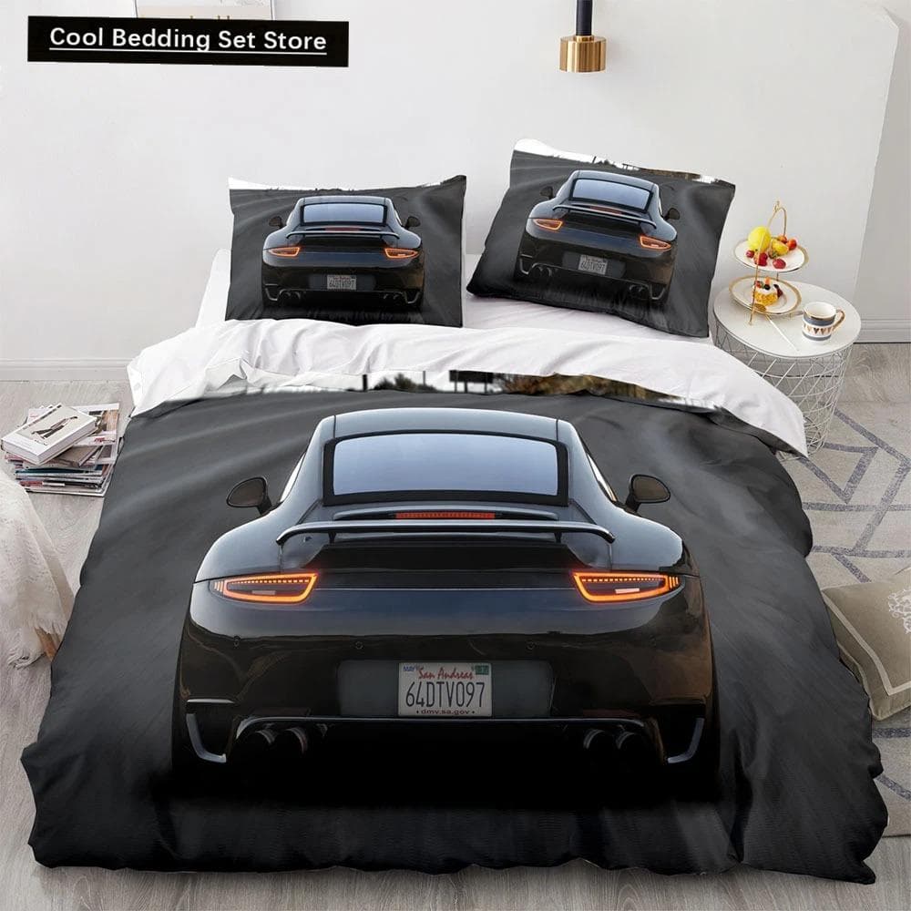Sports Car King Queen Duvet Cover Cool Colorful Supercar Pattern Bedding Set for Men Adult Race Car 23pcs Polyester Quilt Cover AU King 245x210cm