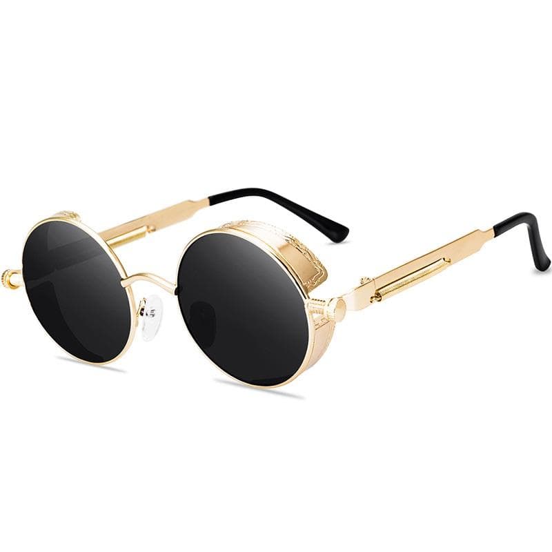Classic Gothic Steampunk Sunglasses for Men Women Vintage Round Metal Frame UV400 High Quality Designer Brand Sun Glasses