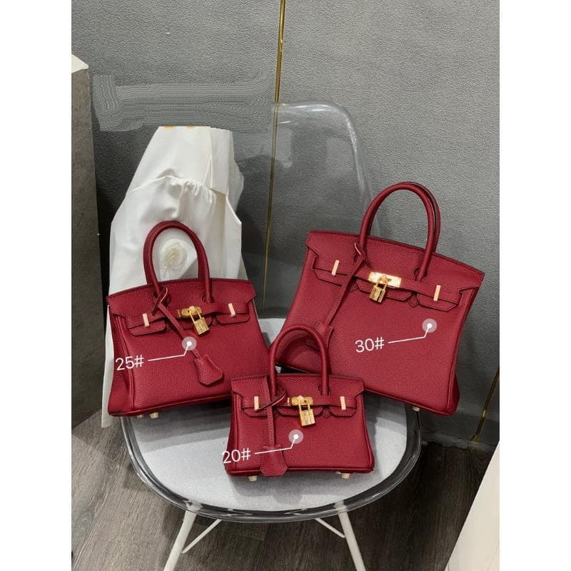 New Gold Buckle Silver Buckle Layer Cowhide Togo Platinum Bag Genuine Leather Women's Bag Hand-held Bag 20x10x16cm