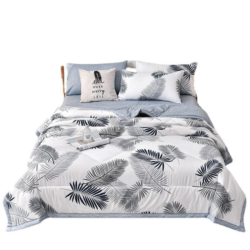 Plaid Summer Cool Quilt Washed Cotton Comfortable Lightweight Air Condition Thin Comforter Simple Feather Blanket For Adults Kid 150x200cm