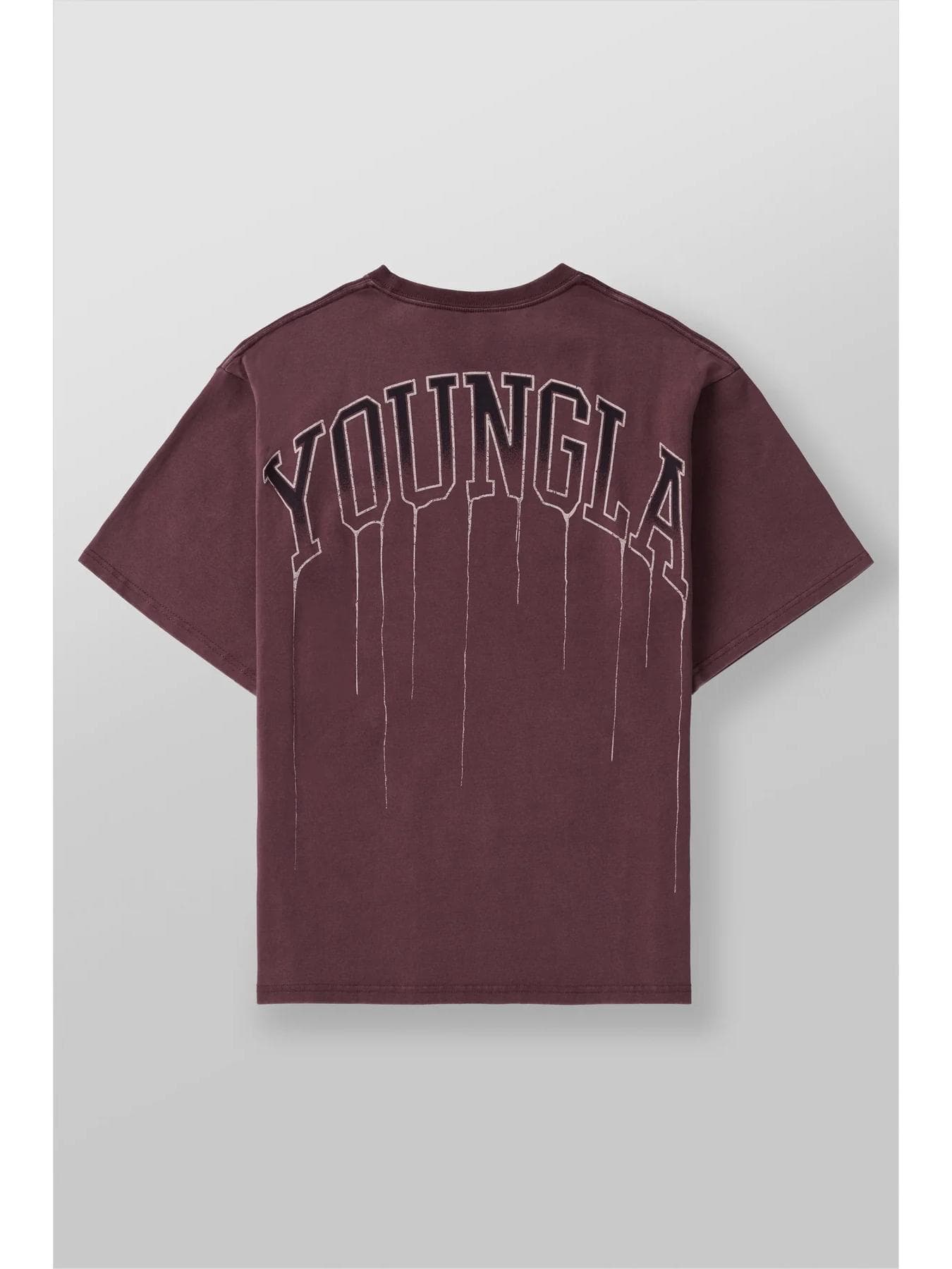 YOUNGLA Men's Cotton Oversized Round Neck Gym T-shirt 240 Fabric Triple Extra Large wine red