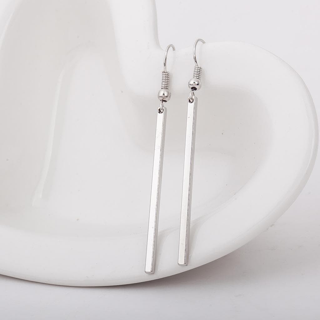 Elegant Cube Long Earrings Personality Simple Rectangular Geometric Earrings for Women Gold Silver Color Wedding Jewelry silver