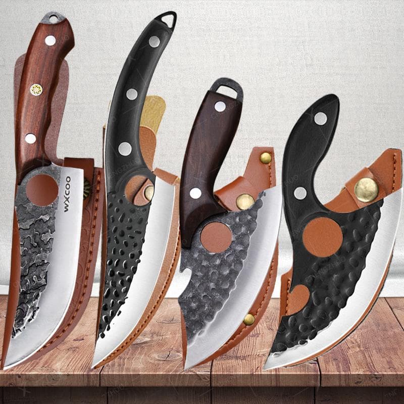 4PCS,Boning Knife Butcher Cleaver Forged Stainless Steel Household Kitchen Knife Fruit and Vegetable Slicing Knife with Cover 4 pcs