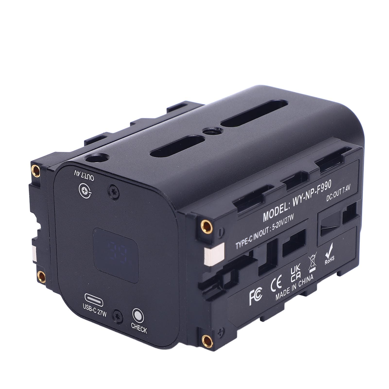 Dummy Battery Power Adapter for NP F970 F550 F770 Double Sided Camera Battery Power Supply Mount