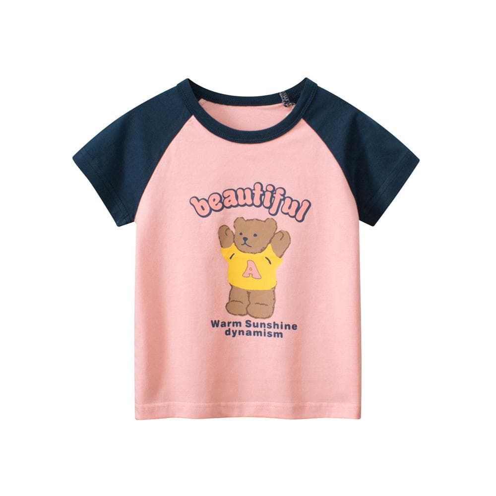 Summer Children's Short-sleeved T-shirt Children's Clothing New Korean Version Cartoon Bear Girl Baby Clothes 140cm