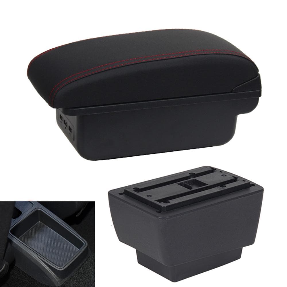 For Skoda Fabia 3 Armrest For Skoda Fabia III Car Armrest Box Retrofit Parts Storage Box Accessorie 2015-2020 black/red