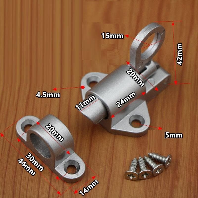 Spring Loaded Window Door Bolt Gate Security Automatic Latch Bolt Gate Lock Hook Self-Closing Spring Loaded silver