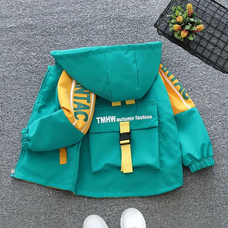 Spring Autumn Jacket for Boy Fashion Patchwork Windbreaker Casual Hooded Coat Children's Clothing 130