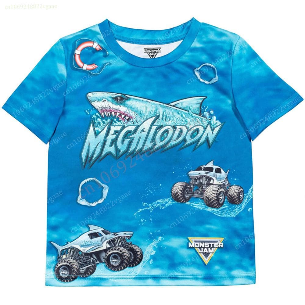 Summer Monster Trcuk T Shirt Kids Men Tee Jam T-shirt Boys Oversized Costume Short Sleeve Tops Women Girls Car Toy 110