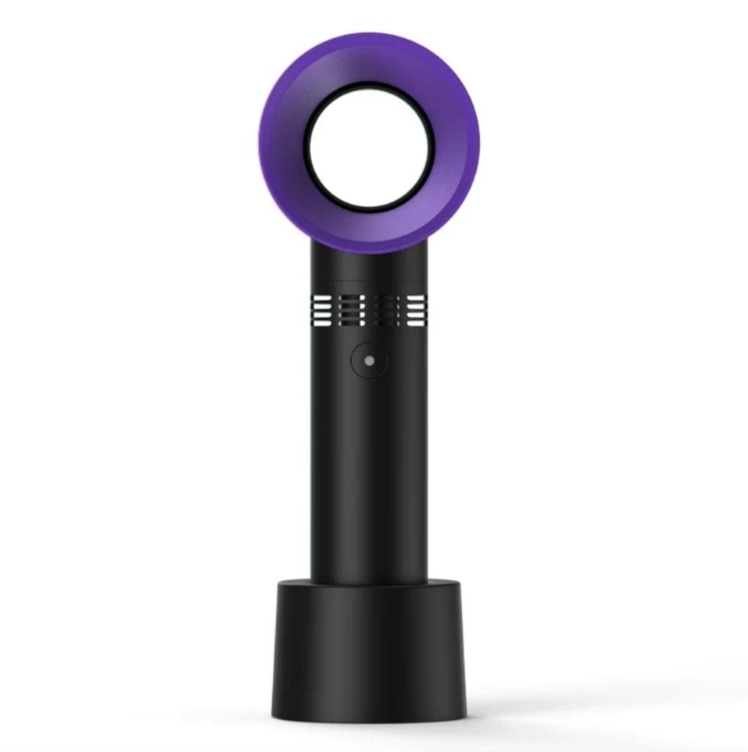 New Summer Portable Handheld Bladeless Fan Mini Cooler No Leaf Handy Fan With 3 Speed USB Rechargeable Cooling Fan for Travel Outdoor Office black