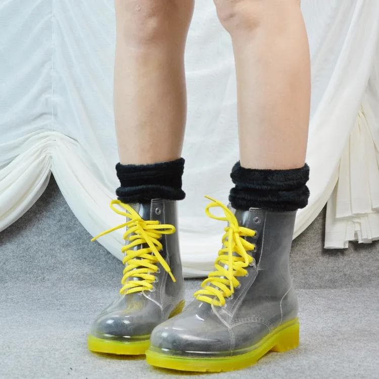 Fashion Women Boots for s Rain Boots Winter Transparent Candy Colour Girls Water Shoes Overshoes Non-slip Woman Ankle Boots Ladies 37