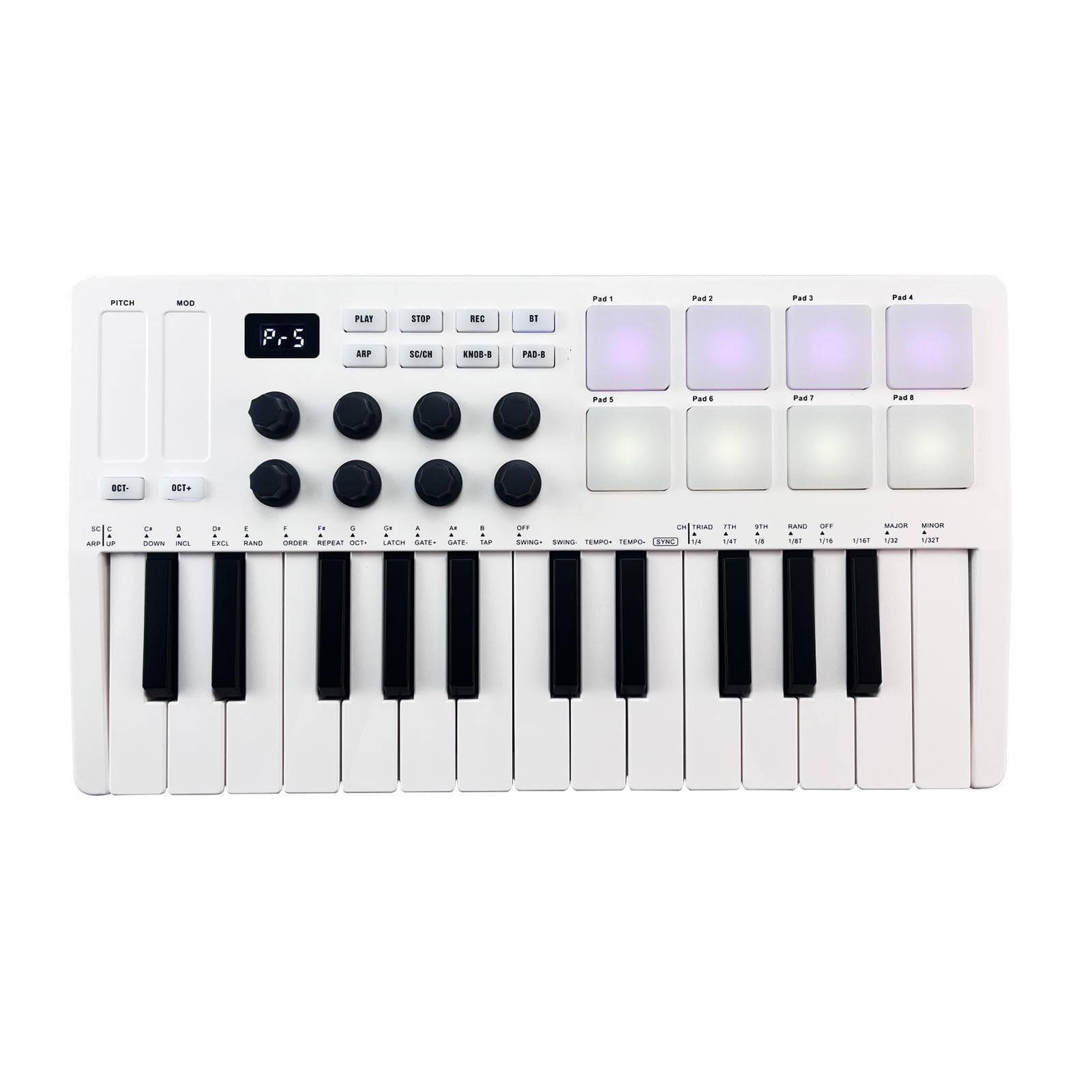 M-VAVE 25-Key MIDI Control Keyboard Mini Portable USB Keyboard MIDI Controller with 25 Velocity white