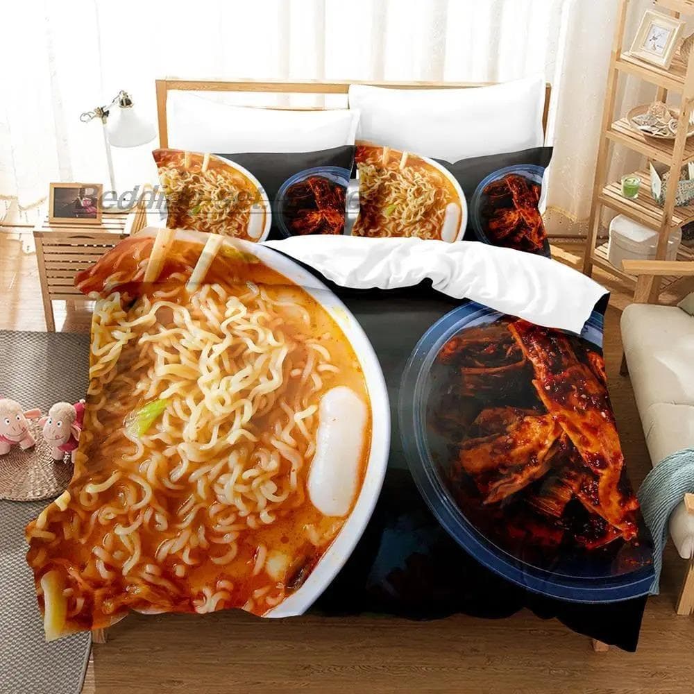 Gourmet Spaghetti Italian Bedding Set Single Twin Full Queen King Size Bed Set Aldult Kid Bedroom Duvetcover Sets 3D Food US Full 200x230cm