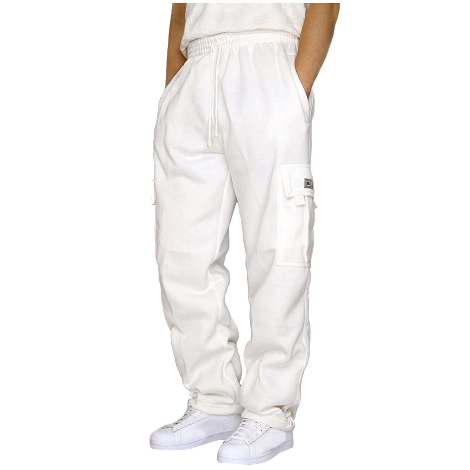2024 Men's Multi-Pocket Sports Casual Drawstring Trousers with Cuffed Loose Fit Size L