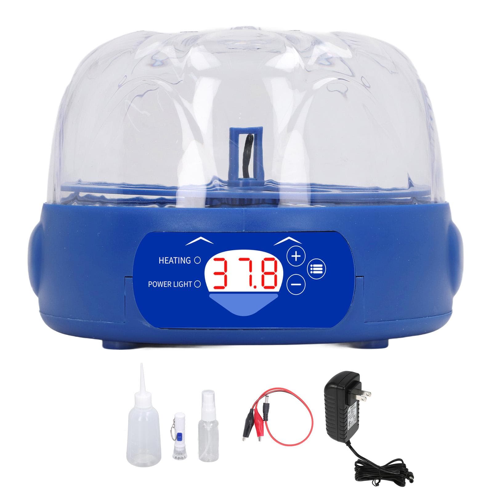 Egg Incubator 6 Eggs 15W Blue with Automatic Turner Egg Candler Display Temperature Control Poultry