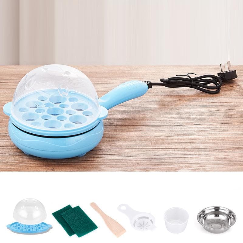 Multifunctional 2 in 1 Egg Cooker Non Stick Egg Frying Pan Egg Boiler Automatic Off Egg Boiler blue