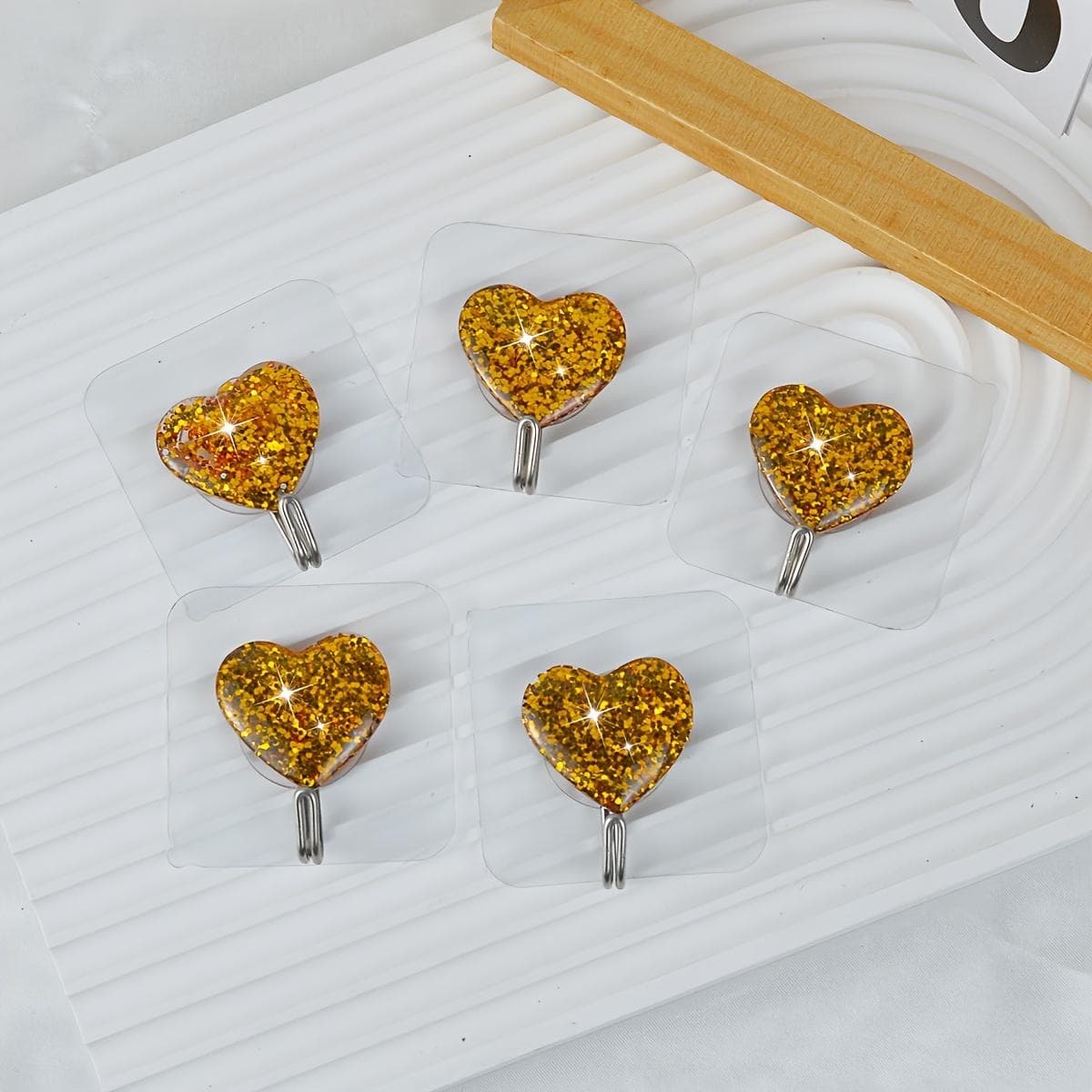 1pcs Heavy-Duty Stainless Steel Adhesive Wall Hooks with Sparkling - No Drill Self-Stick Bathroom/Bedroom/Entryway Hangers for Towels, Robes, Keys 1pc gold